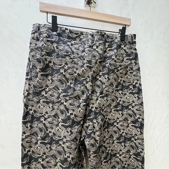 PRINCESS POLLY || Flare Dragon Print Wide Leg Jeans Sz 12 y2k - Picture 12 of 15